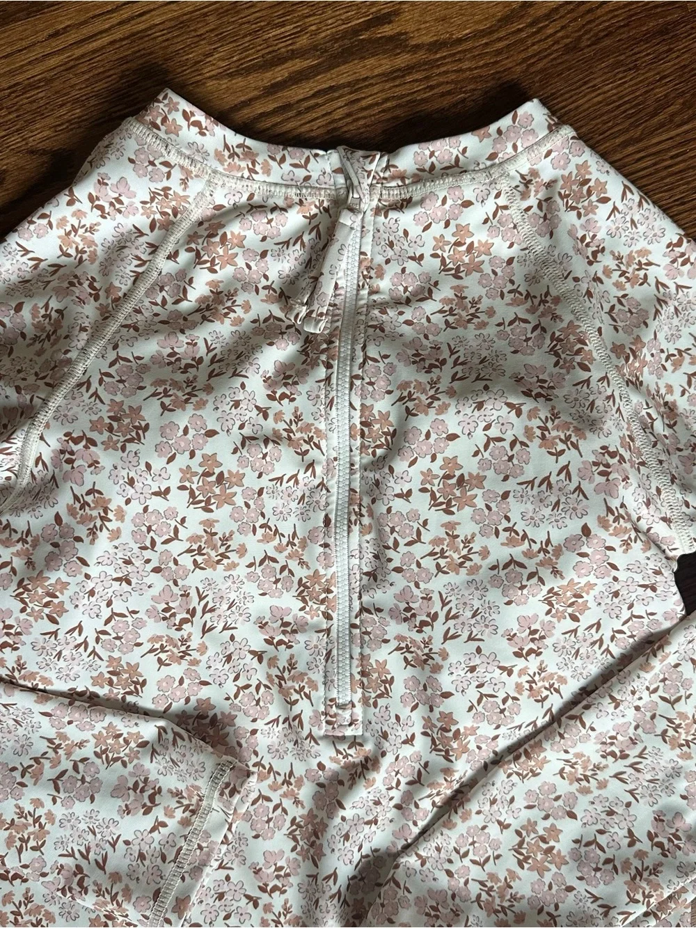 Rylee + Cru Long Sleeve Floral One-Piece in Light Pink and Cream
